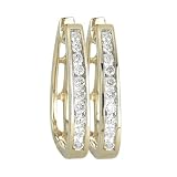 14K Yellow Gold 1/2 ct. Channel Set Diamond Huggie Earrings