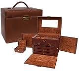 Brown Leather Jewelry Box w/ Mirror