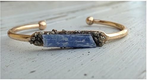 Kyanite - Raw Gemstone Cuff - Stackig Bangle - Modern Jewelry