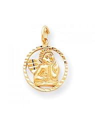 10k Yellow Gold Angel Medal Charm - Religious Jewelry