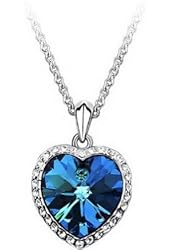 Gorgeous Noble Heart Of Ocean Crystal Pendant Necklace CZ Heart Stud Earring Jewelry Sets