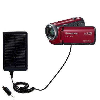 panasonic camcorder battery charger-Solar Powered Rechargeable External Battery Pocket Charger for the Panasonic HDC-TM80 Camcorder - uses Gomadic TipExchange Technology Images
