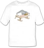 T-shirt with carpenter, fish, sawfish, wood