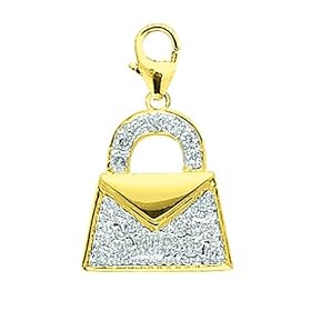 14K Yellow Gold Diamond Handbag Charm