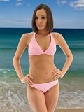 Pink Halter Bikini Swimsuit Sequins Junior SALE M or L 4 6 or 7 9