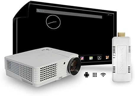LED Projector Portable Home Theater Cinema Mini LCD Projector Multimedia COMPLETE PACKAGE with Wi-Fi SmartStick Custom Android PC Mini Computer (Custom Projection Screen Options)
