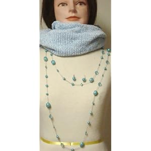 Knitted Blue Chenille Neck Scarf Tube Balaclava Offered with Very Long Seventy Inches Shown As Two...