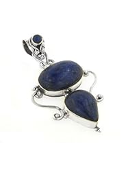 Large Genuine Blue Lapis Lazuli Sterling Silver Slide Pendant