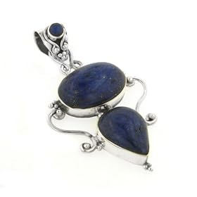 Large Genuine Blue Lapis Lazuli Sterling Silver Slide Pendant by Lazuli