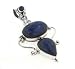 Large Genuine Blue Lapis Lazuli Sterling Silver Slide Pendant