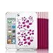 EASYi - White & Pink Flowers Silicone Skin Case Cover for Apple iPod Touch 4th Generation 8GB, 32GB, 64GB + Screen Protector Kit & Touch 4G Pink Sock