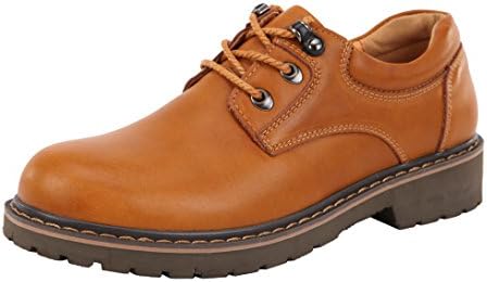 Rusway Mens Fashion Stylish Retro Safe Toe Lace Up Ankle Oxfords Tooling Shoes(9.5 D(M) US, Khaki)