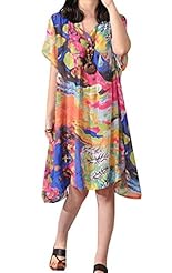 V-neck Cotton/Linen/Silk  Dress