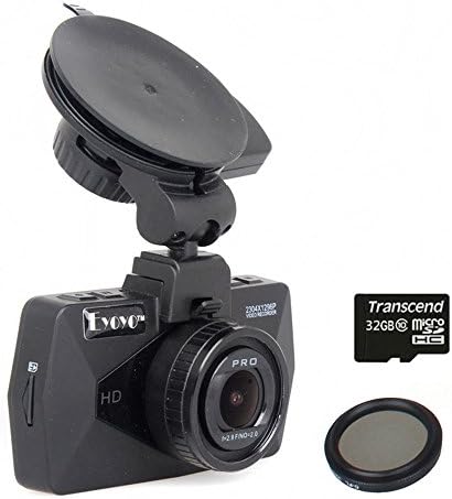 Hopezone Eyoyo Top Ambarella A7la70 2.7 Inch 1296p Hd Car DVR Vehicle Camera Video Recorder Camcorder Dash Cam A7810 w/ CPL with Noise Reducing Gps Good Night Vision (Dvr+32gb)