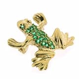 Vermeil (24k Gold over Sterling Silver) Dark Green cz Leaping Frog Pin