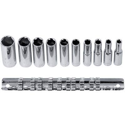 Northern Industrial Deep Well Socket Set - 1/4in. Drive, 10-Pc. Metric Set