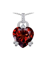 Original Star K (tm) Large Lock Love Heart Pendant with 13mm Heart Shape Simulated Garnet in 925 Sterling Silver