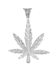 Sterling Silver 7.73cm Diamond Cut Marijuana Leaf Huge Charm Pendant