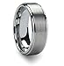 8mm Flat Brushed Polished Wedding Bands Tungsten Metal Ring Comfort Fit