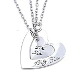 O.RIYA Big Sis Lil Sis Necklaces Set for 2 ,2pcs/set Silver Tone Big Sis Lil Sis Little Sister Bff Best Friends Forever Detachable Heart Broken Heart Necklace Set