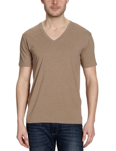 SELECTED Herren T-Shirt 16022516 Drill ss single deep v-neck, Gr. 54 (XL), Braun (Marl Mel Preisvergleich