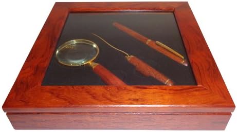 Cozette Collection - Executive Tool Kit - Letter Opener, Magnifying Glass, Pen, and Glass Top Case