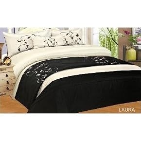Luxury 5 Piece Embroidered Bedding Set, Bed in a Bag (Laura Black)