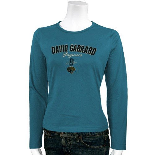 Jacksonville Jaguars #9 David Garrard Ladies Teal Pure Excitement Long Sleeve T-shirt (Large)