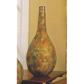 Poly With Green Mosaic Glass Finish 26 Inch Vase