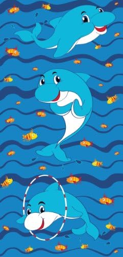 Safdie Adorable Cartoon Printed Velour Beach Towel Dolphins