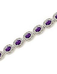 14kt Yellow Gold Oval Amethyst Bracelet.