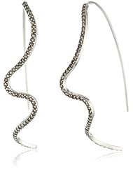 Judith Jack "Fluidity" Sterling Silver Swirl Thread Thru Swirl Hoop Earrings