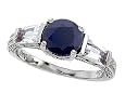 2.60 cttw 925 Sterling Silver 14K White Gold Plated Genuine Black Sapphire Engagement Ring - Gold Plated Silver