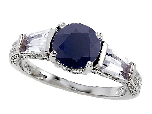 2.60 cttw 925 Sterling Silver Genuine Black Sapphire Engagement Ring