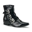 Mens Ankle Boot Skull Buckles GOTH style Black