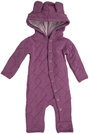 KicKee Pants Little Girls Quilted Hoodie Coverall with Ears, Amethyst, 12- 18 Months
