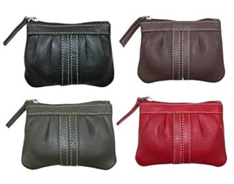 Women's Leather Zipper Coin Purse with Key Ring by Paul & Taylor Women's Leather Zipper Coin Purse with Key Ring by Paul & Taylor