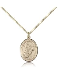 Gold Filled Saint St. Martin of Tours Medal Pendant 3/4 x 1/2 Inches Reformed Alcoholics-8200- Comes with a Gold Filled Lite Curb Chain Neckace And a Black velvet Box