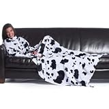 Cow Print Slankets - Fleece Blanket With Sleeves