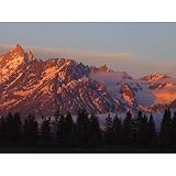 Grand Teton National Park (Teton Mountains, Sunrise) Art Poster- 11x17 custom fit with RichAndFramous Black 99 inch Poster Hangers