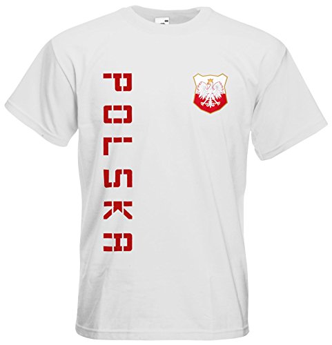 Polen Polska EM 2016 T-Shirt Trikot (Weiß, XL)