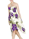 HAWAIIAN FLORAL CREAM & PURPLE PLUMERIA BUTTERFLY DRESS