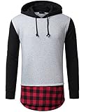 URBANCREWS Mens Hipster Hip Hop Classic Pullover Long Hoodie Sweatshirts Jacket