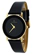 Le Chateau #5094M-19 Men's Gold Tone Black Elegant Slim Leather Strap Watch