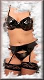 Sexy y2Diva Patent Bra shown with Thong (DIVA3-1007X) and Garter Belt (DIVA9-1007X) in Queen Plus Size 1X, 2X or 3X