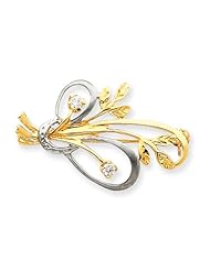 14k Gold & Rhodium CZ Designer Pin