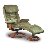 Mac Motion Chairs Model 2-Piece Recliner with Matching Ottoman with Pecan Frame