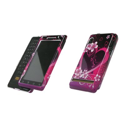 Best Price Premium Pink Hearts and Flowers Design Snap-On Cover Hard Case Cell Phone Protector for Motorola Droid A855 [Accessory Export Brand Packaging]
