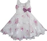 Girls Dress Purple Flower Bow Tie Wedding Party Size 3-8