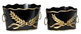 SI 6-59-0096 Set of 2 Black Wheat Cache Pots